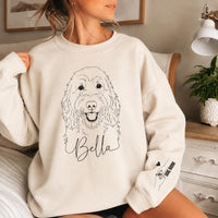 Personalized Pet Portrait Sweatshirt, Custom Dog or Cat Photo Crewneck, Minimal Line Art Shirt, Pet Parent Gift, Dog Mom Cat Dad Gift