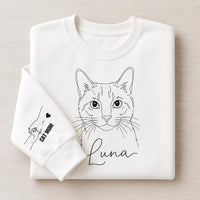 Personalized Pet Portrait Sweatshirt, Custom Dog or Cat Photo Crewneck, Minimal Line Art Shirt, Pet Parent Gift, Dog Mom Cat Dad Gift