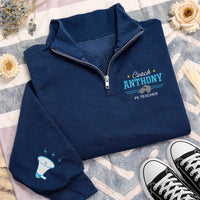 Personalized Coach Embroidered Quarter Zip Sweatshirt, Custom PE Teacher Pullover, School Staff Apparel, Team Sports Layer, Coach Gift