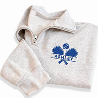 Personalized Pickleball Embroidered Quarter Zip Sweatshirt, Custom Name Pullover, Pickleball Court Layer, Team Outfit, Tournament Gift