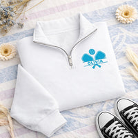 Personalized Pickleball Embroidered Quarter Zip Sweatshirt, Custom Name Pullover, Pickleball Court Layer, Team Outfit, Tournament Gift