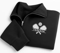 Personalized Pickleball Embroidered Quarter Zip Sweatshirt, Custom Name Pullover, Pickleball Court Layer, Team Outfit, Tournament Gift