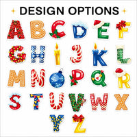 Personalized Christmas Name Sticker, Custom Holiday Vinyl Decal, Festive Alphabet Name Label, Stocking Gift Sticker, Kids Name Decal