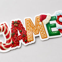 Personalized Christmas Name Sticker, Custom Holiday Vinyl Decal, Festive Alphabet Name Label, Stocking Gift Sticker, Kids Name Decal
