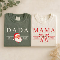 Personalized Family Christmas Shirt, Custom First Christmas Est 2026 Tee, Santa Bow Matching Holiday Top, Family Outfit, Holiday Gift