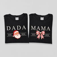 Personalized Family Christmas Shirt, Custom First Christmas Est 2026 Tee, Santa Bow Matching Holiday Top, Family Outfit, Holiday Gift