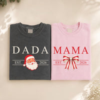 Personalized Family Christmas Shirt, Custom First Christmas Est 2026 Tee, Santa Bow Matching Holiday Top, Family Outfit, Holiday Gift
