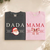 Personalized Family Christmas Shirt, Custom First Christmas Est 2026 Tee, Santa Bow Matching Holiday Top, Family Outfit, Holiday Gift