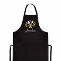 Personalized Grandma Apron, Custom Name Kitchen Apron, Floral Baking Apron with Pockets, Full-Length Cooking Apron, Gift for Grandma