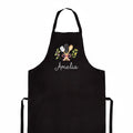 Personalized Grandma Apron, Custom Name Kitchen Apron, Floral Baking Apron with Pockets, Full-Length Cooking Apron, Gift for Grandma