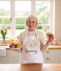 Personalized Grandma Apron, Custom Name Kitchen Apron, Floral Baking Apron with Pockets, Full-Length Cooking Apron, Gift for Grandma