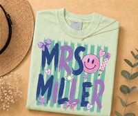 Personalized Teacher Name Shirt, Custom Mrs Classroom Tee, Cute Pencil Apple Educator Top, Back to School Outfit, Gift for Teacher