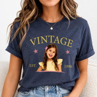 Personalized Vintage Photo Shirt, Custom Est Year Family Tee, Retro Picture T-Shirt, Birthday Photo Keepsake, Gift for Mom or Grandma