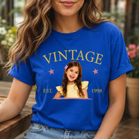 Personalized Vintage Photo Shirt, Custom Est Year Family Tee, Retro Picture T-Shirt, Birthday Photo Keepsake, Gift for Mom or Grandma