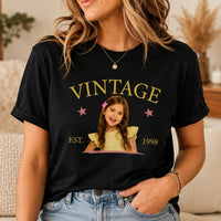 Personalized Vintage Photo Shirt, Custom Est Year Family Tee, Retro Picture T-Shirt, Birthday Photo Keepsake, Gift for Mom or Grandma