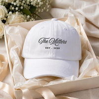 Personalized Last Name Embroidered Hat, Custom Family Name and Established Year Cap, Low Profile Dad Hat, Newlywed Gift, Personalized Gift