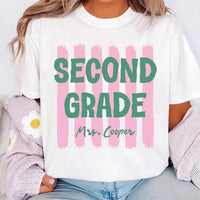 Personalized Grade Level Teacher Shirt, Custom Teacher Name Tee, Preschool to Fifth Grade Outfit, School Staff Top, Back to School Gift