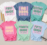 Personalized Grade Level Teacher Shirt, Custom Teacher Name Tee, Preschool to Fifth Grade Outfit, School Staff Top, Back to School Gift