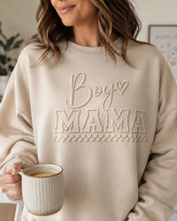 Custom Boy Mama Puff Print Sweatshirt, Personalized Mom Shirt, Raised 3D Cozy Family Crewneck, Custom Puff Sweatshirt, Birthday Gift