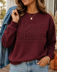 Custom Boy Mama Puff Print Sweatshirt, Personalized Mom Shirt, Raised 3D Cozy Family Crewneck, Custom Puff Sweatshirt, Birthday Gift