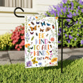 Be Kind to All Kinds Garden Flag, 12x18 Double Sided Yard Flag, Quote Porch Decor, Floral Insect Outdoor Accent, Garden Lover Gift