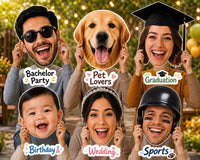 Custom Face Fan, Personalized Big Head Cutout on Coroplast, Photo Prop for Wedding, Graduation, Birthday, Bachelor Party & Sports