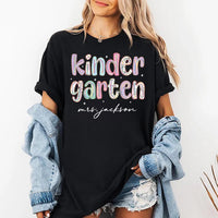 Personalized Kindergarten Shirt, Custom Teacher Name Tee, Colorful Classroom Graphic, Back to School Outfit, Teacher Appreciation Gift