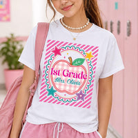 Personalized 1st Grade Teacher Shirt, Custom Name Apple Tee, Cute First Grade Classroom Top, Back to School Outfit, Gift for Teacher