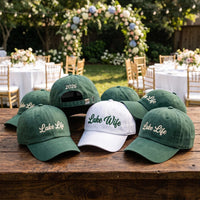 Personalized Lake Life Embroidered Hat, Custom Lake Wife Cap, Bridal Party Cap, Destination Wedding Weekend Favor, Bachelorette Party Hat