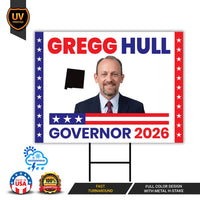 Gregg Hull For New Mexico Governor 2026 Yard Sign, Corrugated Plastic Governor Elections Race Red White & Blue Yard Sign with Metal H-Stake