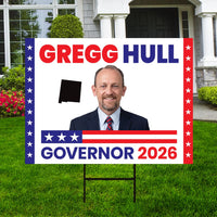 Gregg Hull For New Mexico Governor 2026 Yard Sign, Corrugated Plastic Governor Elections Race Red White & Blue Yard Sign with Metal H-Stake