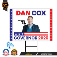 Dan Cox For Maryland Governor 2026 Yard Sign, Corrugated Plastic Governor Elections Race Red White & Blue Yard Sign with Metal H-Stake