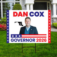 Dan Cox For Maryland Governor 2026 Yard Sign, Corrugated Plastic Governor Elections Race Red White & Blue Yard Sign with Metal H-Stake