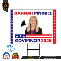 Hannah Pingree For Maine Governor 2026 Yard Sign, Corrugated Plastic Governor Elections Race Red White Blue Yard Sign with Metal H-Stake