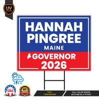 Hannah Pingree For Maine Governor 2026 Yard Sign, Corrugated Plastic Governor Elections Race Red White Blue Yard Sign with Metal H-Stake