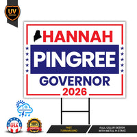 Hannah Pingree For Maine Governor 2026 Yard Sign, Corrugated Plastic Governor Elections Race Red White Blue Yard Sign with Metal H-Stake