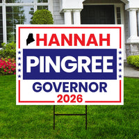 Hannah Pingree For Maine Governor 2026 Yard Sign, Corrugated Plastic Governor Elections Race Red White Blue Yard Sign with Metal H-Stake