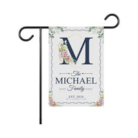 Personalized Floral Monogram Garden Flag, 12x18 Double Sided Yard Flag, Family Last Name Sign, Outdoor Porch Decor, Housewarming Gift