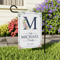 Personalized Floral Monogram Garden Flag, 12x18 Double Sided Yard Flag, Family Last Name Sign, Outdoor Porch Decor, Housewarming Gift