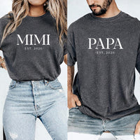 Personalized Grandma Grandpa Est 2026 Shirts, Matching New Grandparents Tees, Pregnancy Reveal, Baby Announcement Gift