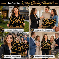 Personalized Real Estate Sold Sign, Custom PVC Cutout Closing Photo Prop, Sold By Agent Marketing Sign, House Sale Photo Sign