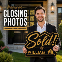Personalized Real Estate Sold Sign, Custom PVC Cutout Closing Photo Prop, Sold By Agent Marketing Sign, House Sale Photo Sign