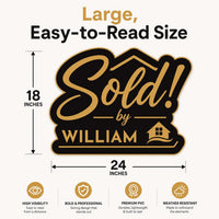 Personalized Real Estate Sold Sign, Custom PVC Cutout Closing Photo Prop, Sold By Agent Marketing Sign, House Sale Photo Sign