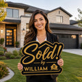 Personalized Real Estate Sold Sign, Custom PVC Cutout Closing Photo Prop, Sold By Agent Marketing Sign, House Sale Photo Sign