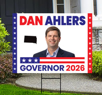 Dan Ahlers For South Dakota Governor 2026 Yard Sign, Corrugated Governor Elections Race Red White & Blue Yard Sign with Metal H-Stake