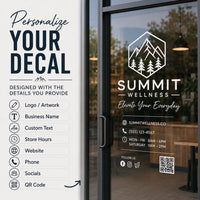 Custom Vinyl Storefront Decal: Business Logo, Text, Socials & QR Code