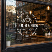 Custom Vinyl Storefront Decal: Business Logo, Text, Socials & QR Code