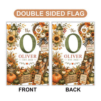 Personalized Fall Garden Flag, 12x18 Double Sided Yard Flag, Autumn Welcome Sign, Pumpkin Farmhouse Porch Decor, Housewarming Gift