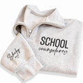 School Counselor Embroidered Quarter Zip Sweatshirt, Custom Name Sleeve Pullover, Office Casual Top, Student Support Wear, Employee Gift