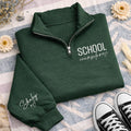 School Counselor Embroidered Quarter Zip Sweatshirt, Custom Name Sleeve Pullover, Office Casual Top, Student Support Wear, Employee Gift
